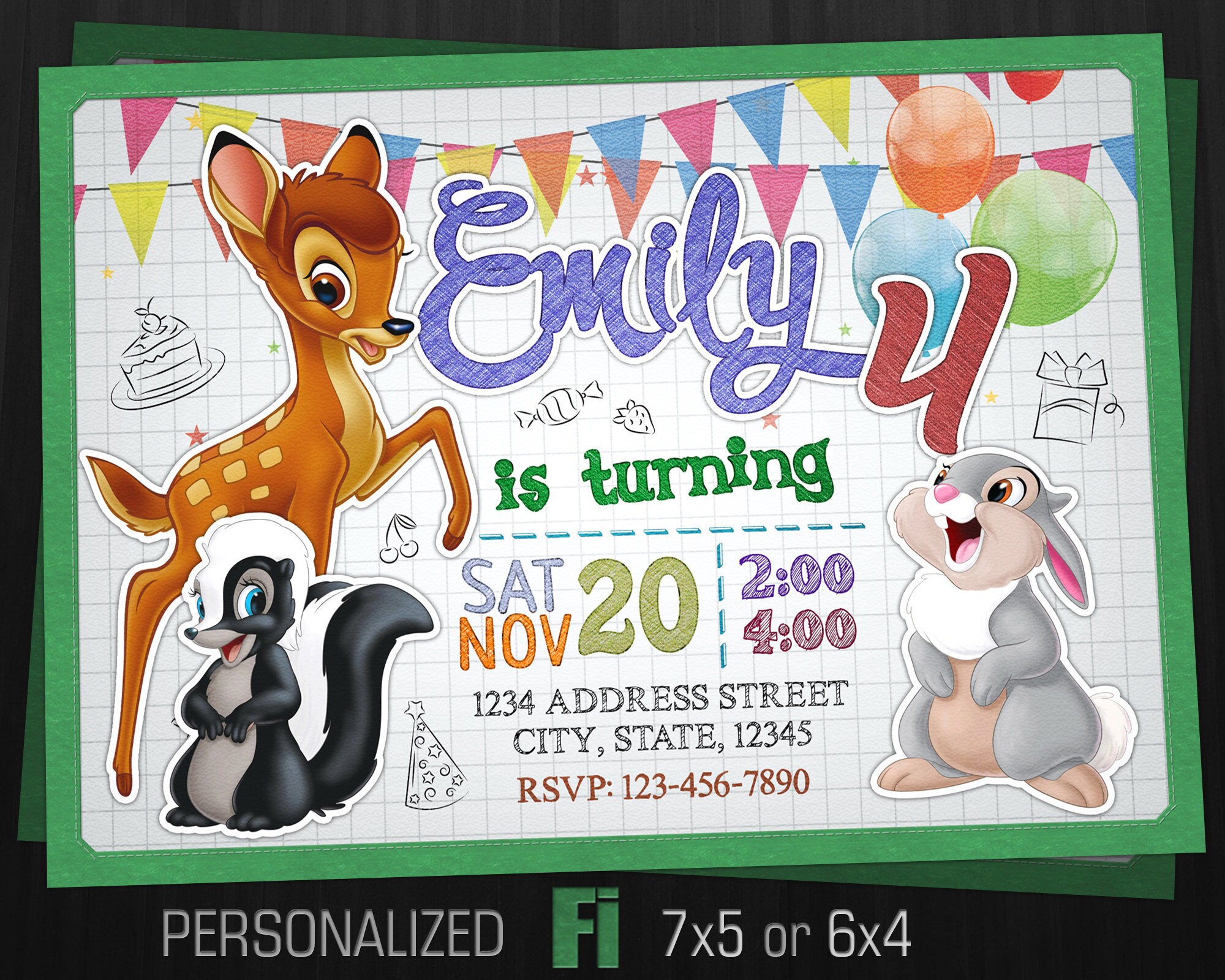 Little Roe Deer Invitation for Birthday Party. Forest Animals - Etsy Little Roe Deer Invitation for Birthday Party. Forest Animals - Etsy
