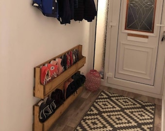 Unique shabby chic pallet wood floating shoe rack ideal storage