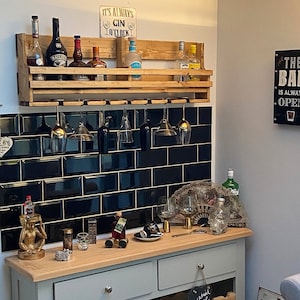 Wall Mounted Reclaimed Wooden Gin Bar | Wine Rack | Cocktail Bar | Mini Bar | Drink Rack | Home Bar