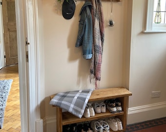 Bespoke Solid Rustic Shoe Bench| Farmhouse Shoe Rack| Handmade Rustic Bench | Housewarming Gift | Shoe Storage | Entryway Shoe Rack