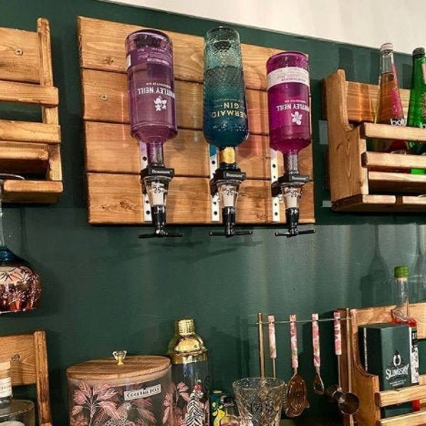 Home Optics Wall Bar Rustic Reclaimed Wood for Spirits display and serving - Beaumont 25ml measure