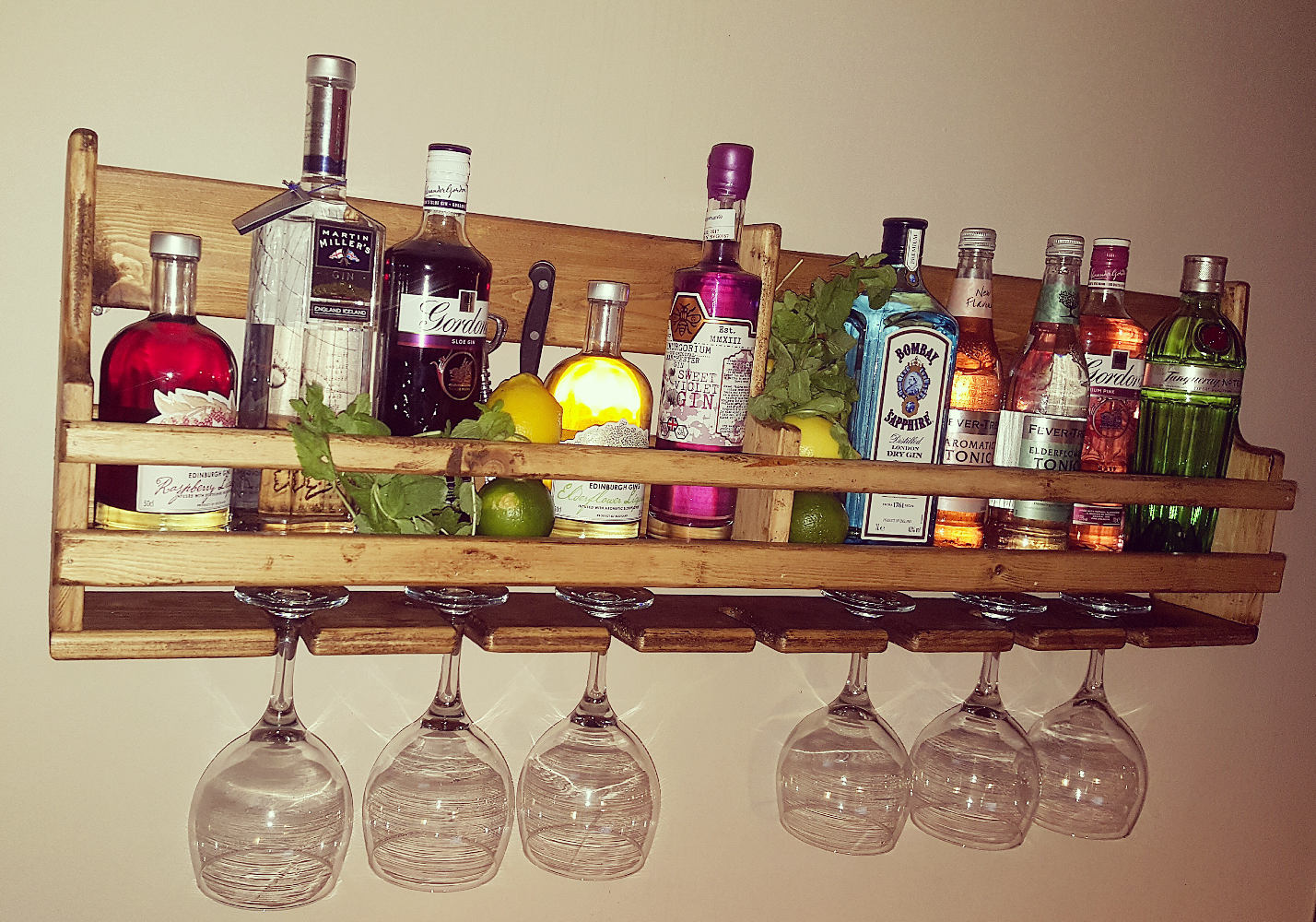 Bespoke handmade unique floating wooden gin rack ideal for gin Etsy