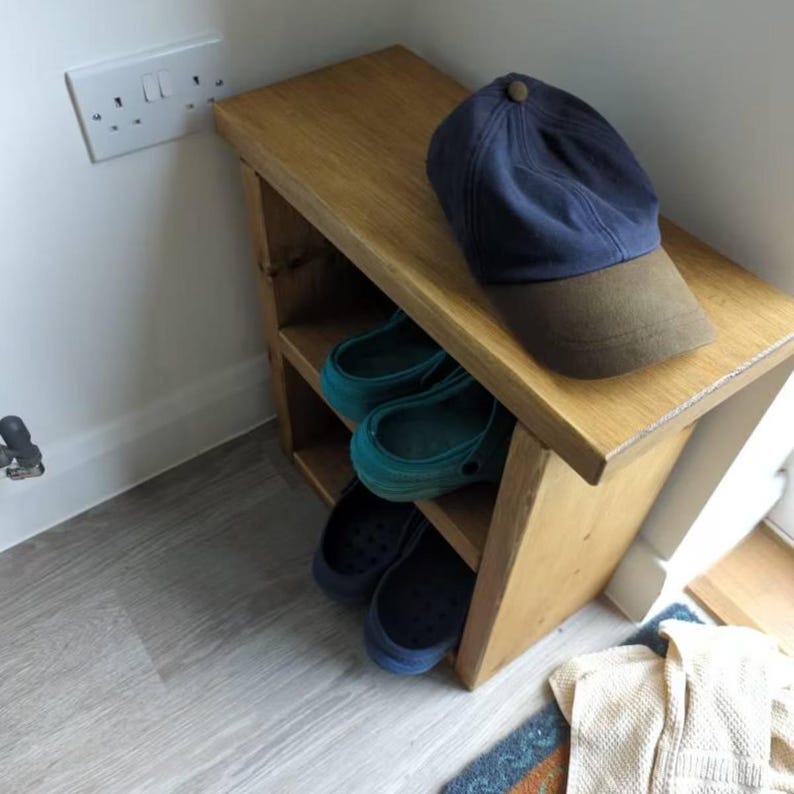 Rustic Scandinavian Wooden Shoe Storage Rack/Bench - 3 Tier Entryway/Mudroom Organiser imagem 4