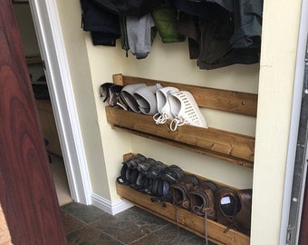 Unique Shabby Chic Pallet Wood Floating Shoe Rack Ideal Storage