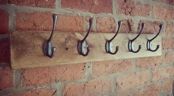 Wall Mounted Antique Style Wooden Coat Rack Vintage Handmade Cast