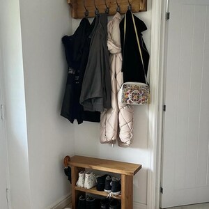 Handmade Wooden Shoe Bench: Farmhouse Entryway Freestanding storage image 8