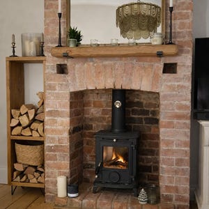 Handmade Slim Quebec Pine Wooden Log Store | Firewood & Kindling Storage | Modern Log Burner Wood Holder image 7
