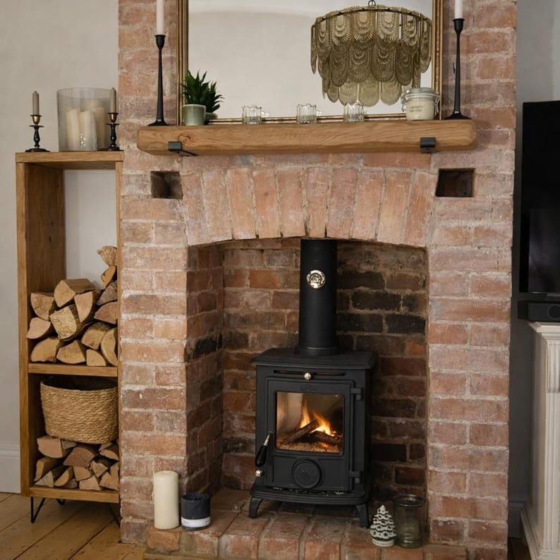 Handmade Slim Quebec Pine Wooden Log Store | Firewood & Kindling Storage | Modern Log Burner Wood Holder image 7