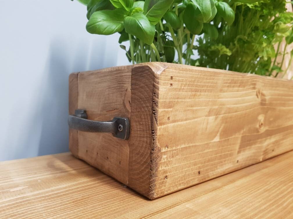 Rustic Wooden Herb Box Window Sill Planter Reclaimed Indoor Etsy UK