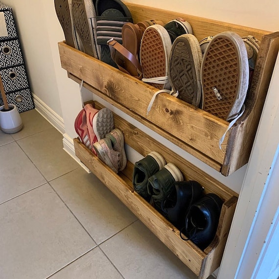 Shoe Rack EXTRA DEPTH Wooden, Rustic, Handmade, Vintage Style, Shoe Rack,  Apple Crate, Shoe Storage Solution 