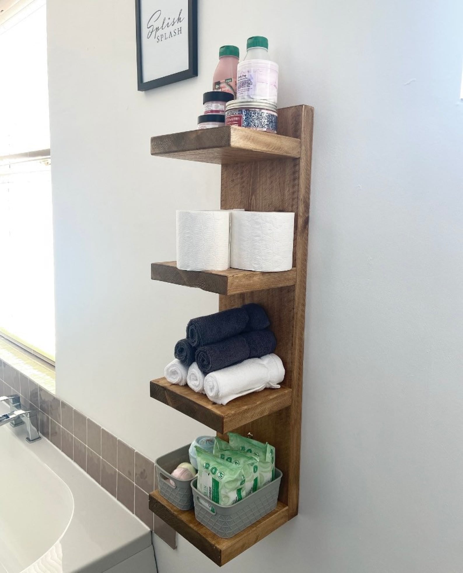 Bathroom Shelving Unit Rustic Bathroom Wooden Shelving Tower - Etsy