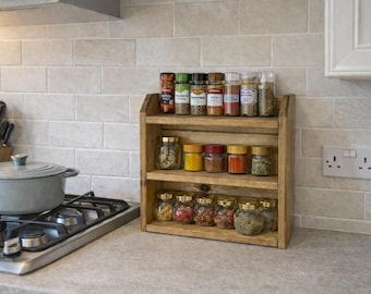 The Spice Nook - Handmade wooden free standing spice rack, coffee station, countertop kitchen shelf