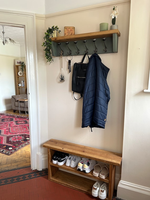 Rustic Reclaimed Wooden Coat Rack Coat Hooks With Shelf Wall