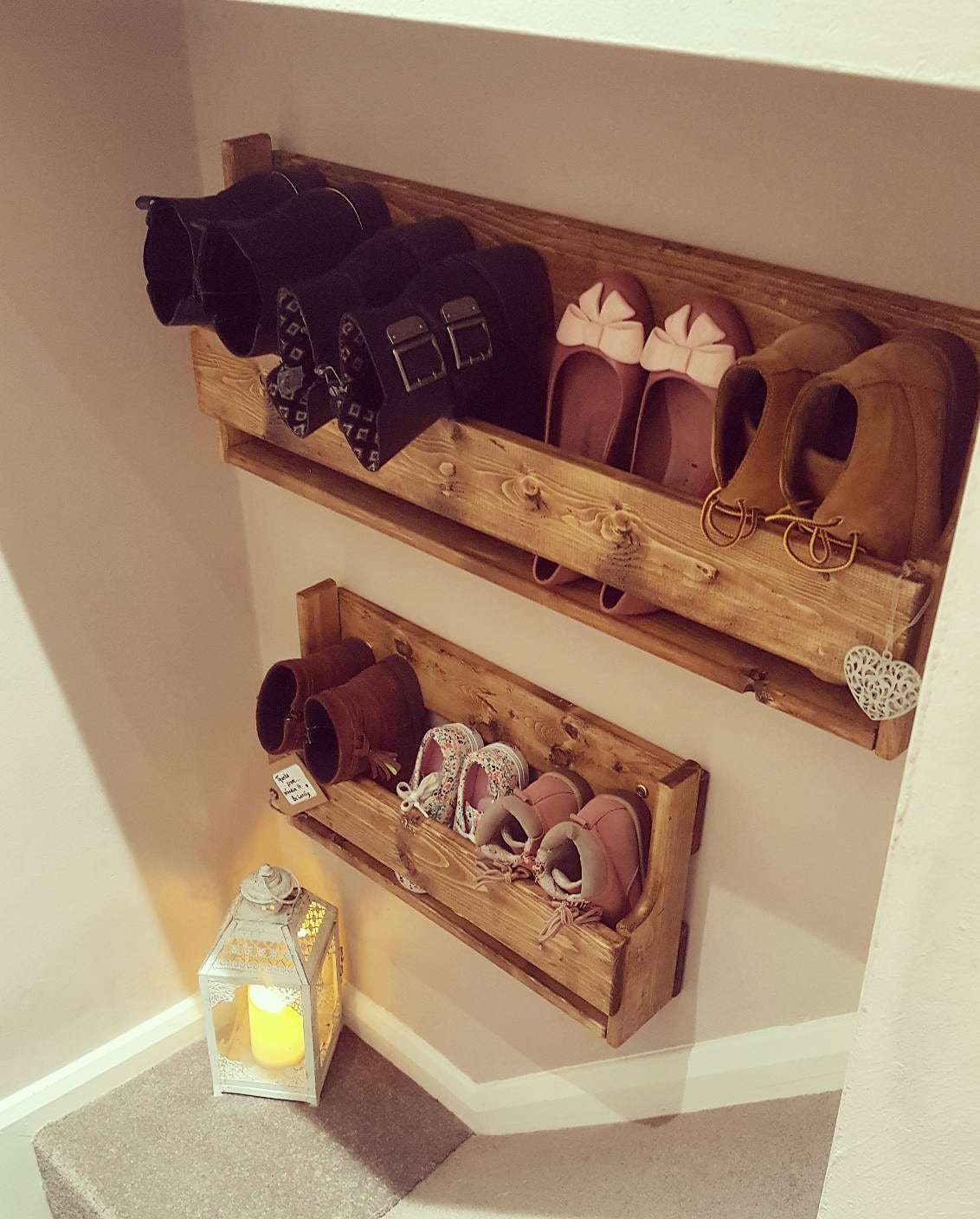 Unique Shabby Chic Pallet Wood Floating Shoe Rack Ideal - Etsy UK