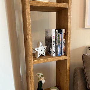 Country Style Reclaimed Wooden Tall Solid Scaffold Board Furniture, Narrow, Shelving Display Unit, Bookcase