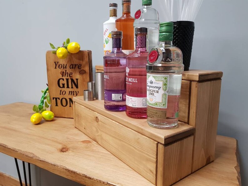 Reclaimed Spirit Liquor shelf Wood Bottle Shelf Tiered Etsy