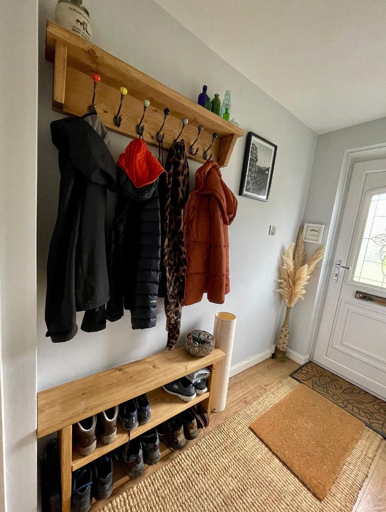 Rustic Scandinavian Wooden Shoe Storage Rack/Bench - 3 Tier Entryway/Mudroom Organiser imagem 18