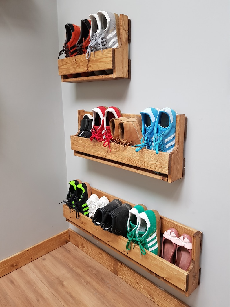 Unique Shabby Chic Pallet Wood Floating Shoe Rack Ideal Etsy Ireland