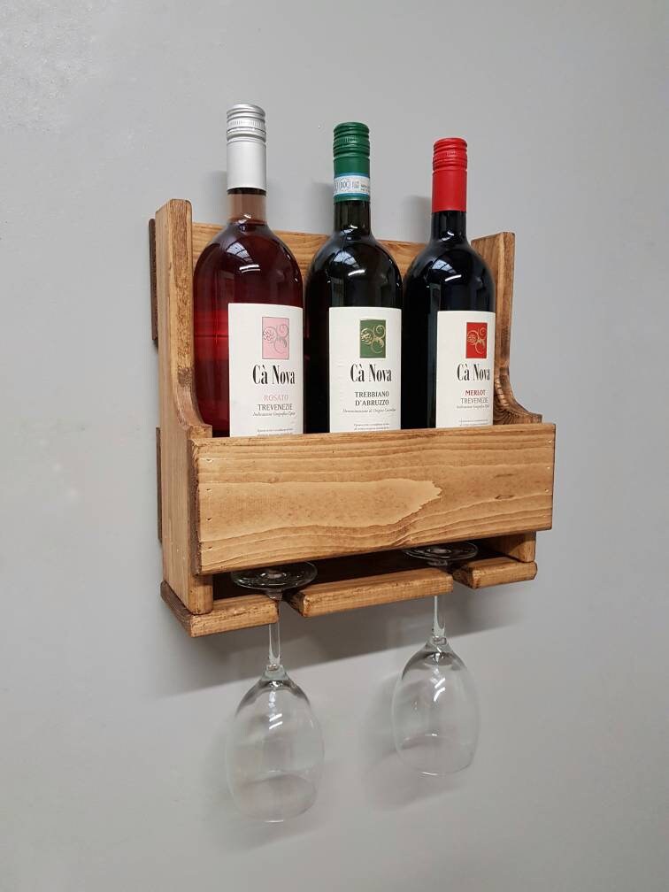 Dark Rustic Wine Rack Housewarming Gift Wine Holder Reclaimed Wood Pallet Wine Rack