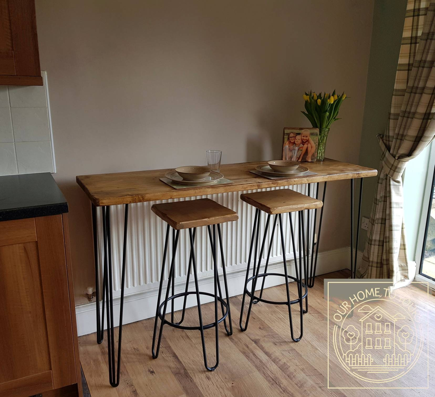Reclaimed Breakfast Bar With Hairpin Legs Hallway Table Radiator