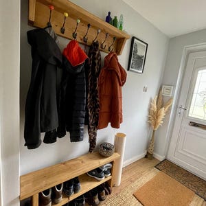Handmade Wooden Shoe Bench: Farmhouse Entryway Freestanding storage image 20