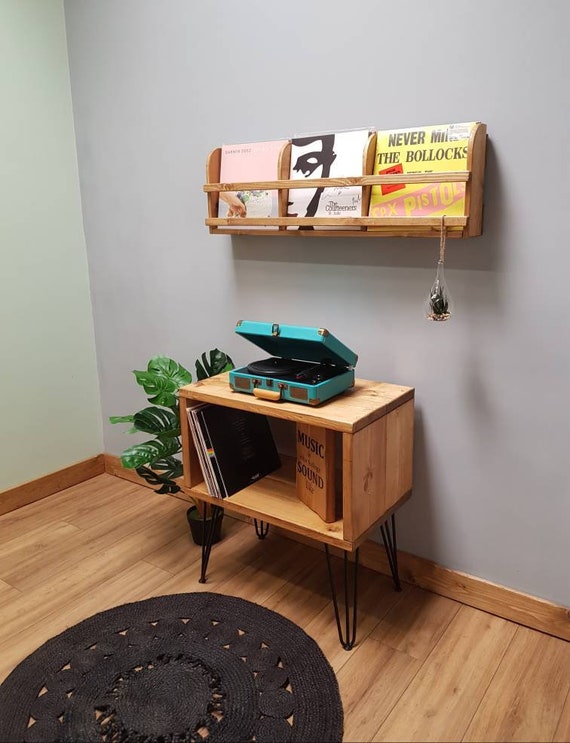 Porte-disques Vinyles MÖNKE - Design Minimaliste - Capacité 50 LP - Rainure D'affichage Incluse