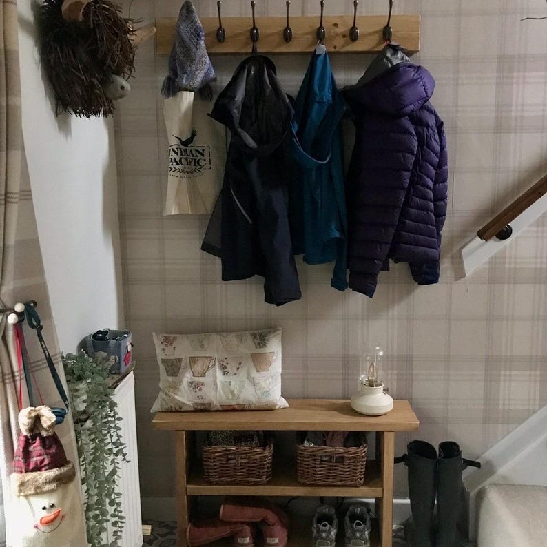 Rustic Scandinavian Wooden Shoe Storage Rack/Bench - 3 Tier Entryway/Mudroom Organiser imagem 6