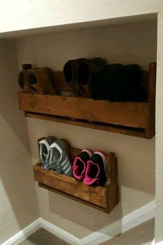 Unique Shabby Chic Pallet Wood Floating Shoe Rack Ideal - Etsy