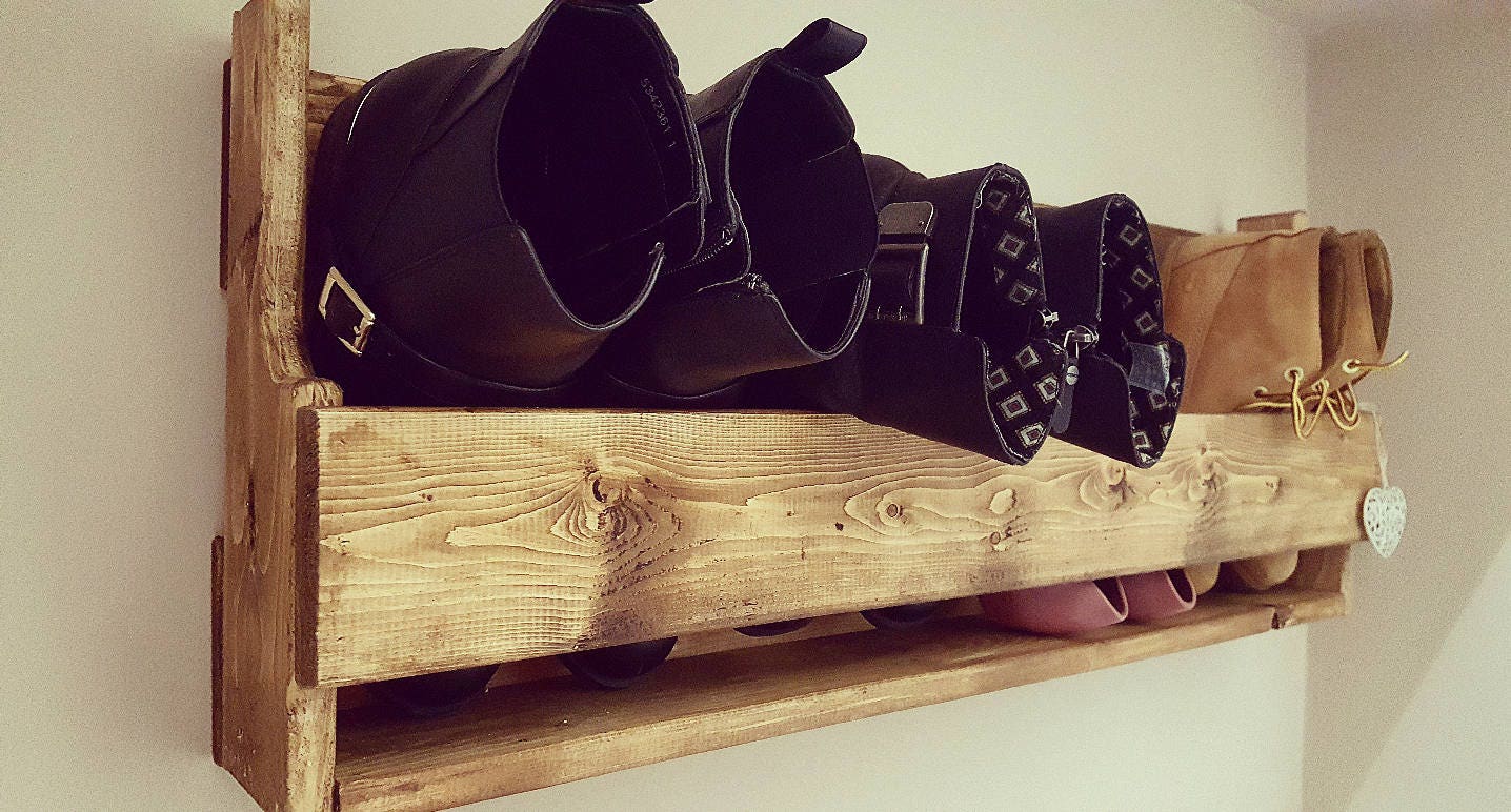Un conjunto de 3 pequeños, medianos y grandes zapateros de madera  recuperada reciclados Zapato vintage rústico / estante de exhibición Ahorro  de espacio Almacenamiento de zapatos -  México