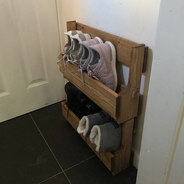 Handmade Upcycled Small Reclaimed Wooden Shoe Racks Rustic Vintage