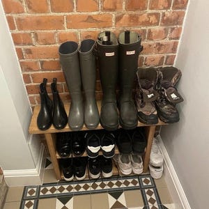 Handmade Wooden Shoe Bench: Farmhouse Entryway Freestanding storage image 19