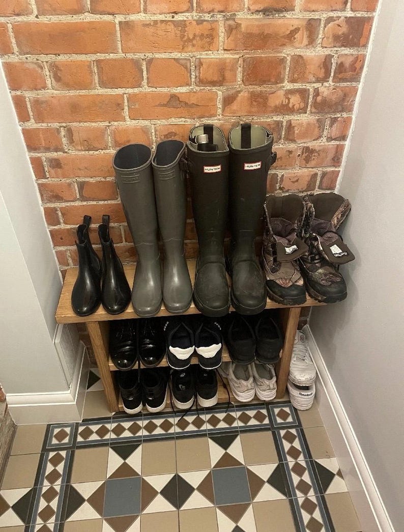 Handmade Wooden Shoe Bench: Farmhouse Entryway Freestanding storage image 19