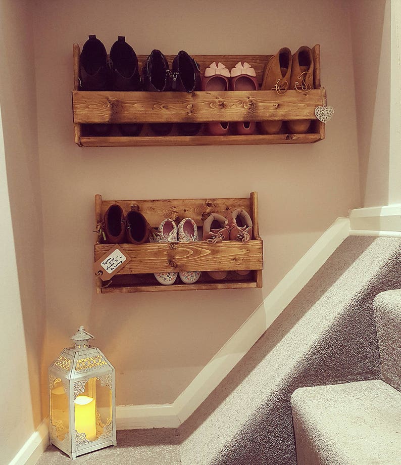 Handmade Upcycled Rustic Wooden Shoe Rack Set Medium and Large Etsy UK