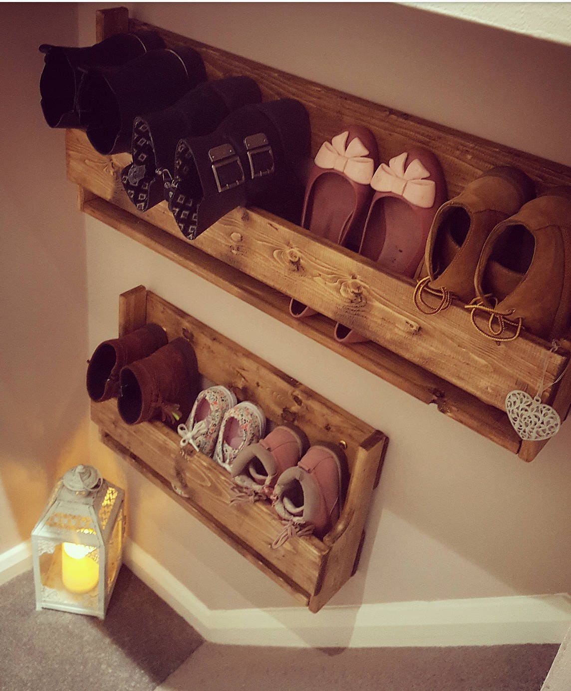 Unique Shabby Chic Pallet Wood Floating Shoe Rack Ideal - Etsy UK