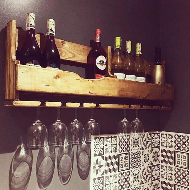 Wall Mounted Home Bar Drinks Rack Gin Rack Cocktail Etsy