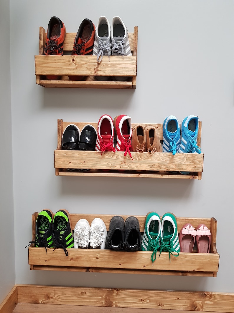 Set of Medium and Large Shoe Racks Handmade Upcycled Rustic Etsy UK