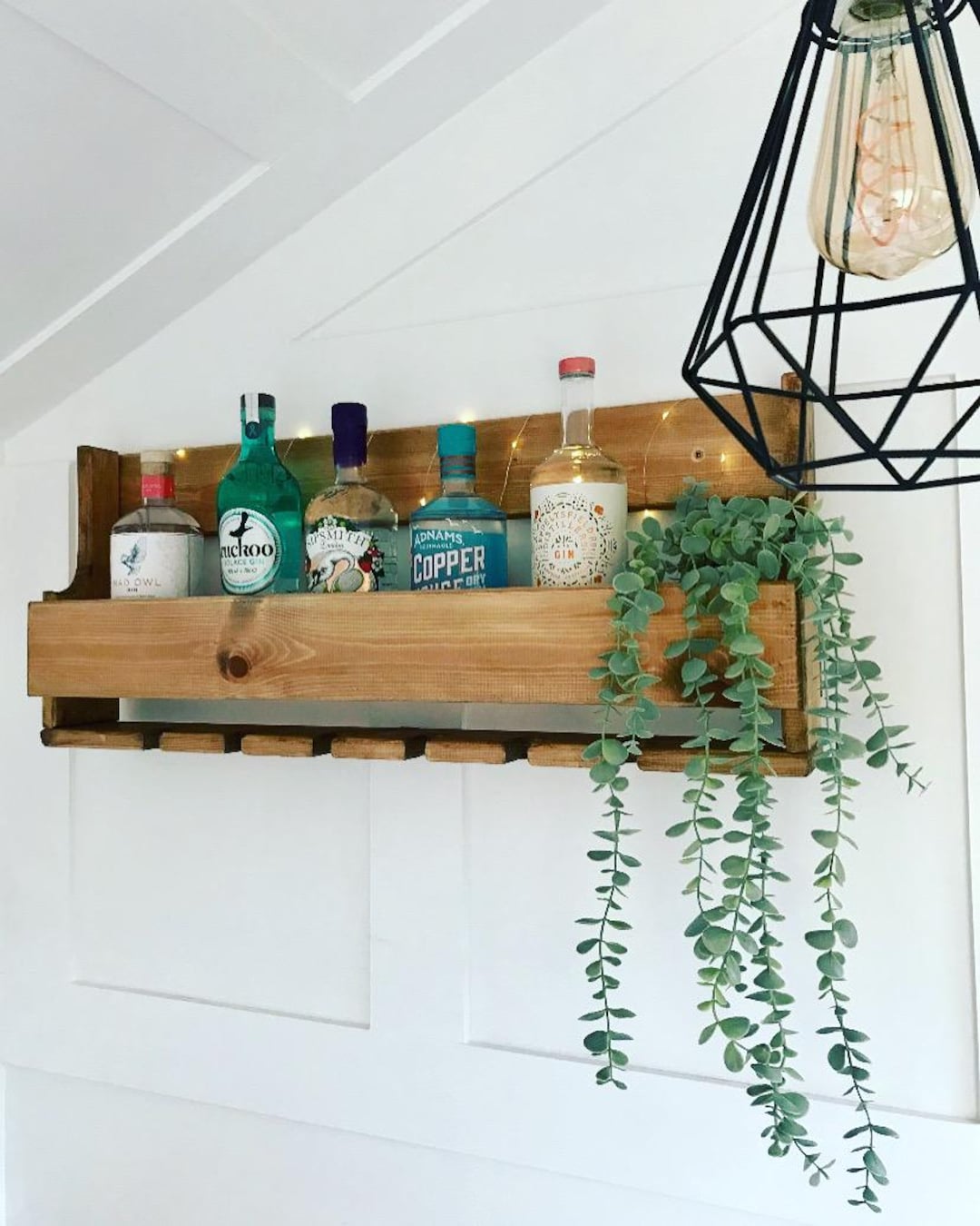 The Cocktail Collection Rack Drinks Rack, Home Bar, Cocktail Cabinet, Rustic, Wall Mounted, Gin ...