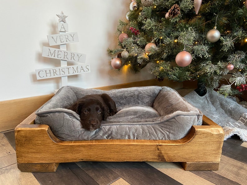 Handmade Wooden Dog Bed Reclaimed Cosy Crate Rustic Pet Etsy UK