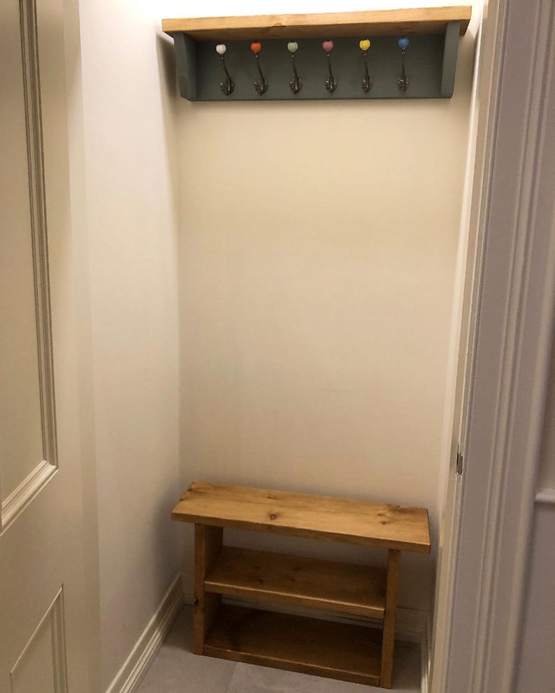 Rustic Scandinavian Wooden Shoe Storage Rack/Bench - 3 Tier Entryway/Mudroom Organiser imagem 17