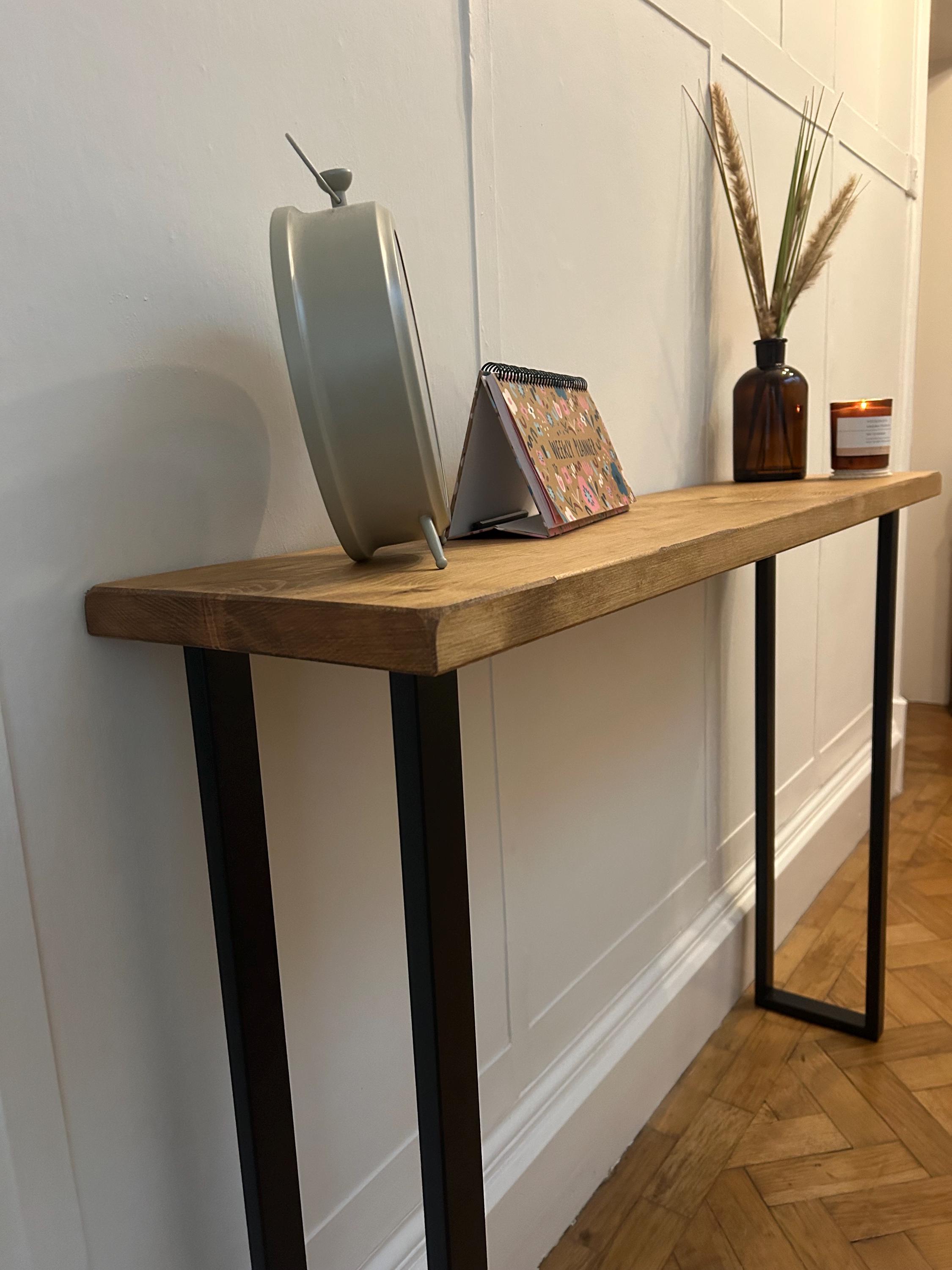 Handmade Wooden Console Table With Box Section Industrial Legs - Etsy UK