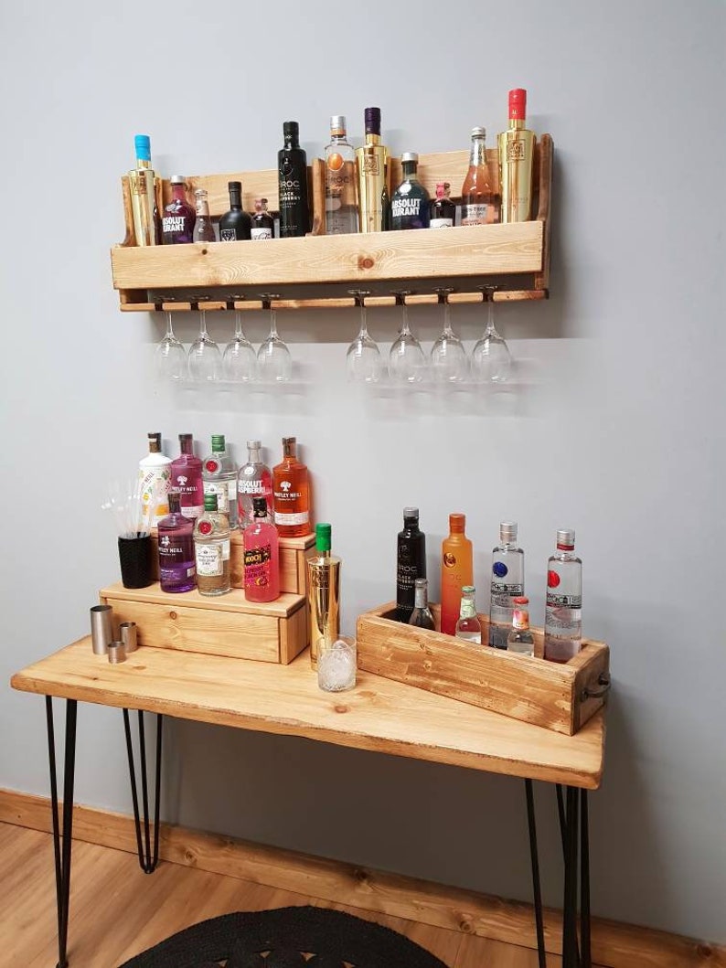 Reclaimed Spirit Liquor shelf Wood Bottle Shelf Tiered Etsy