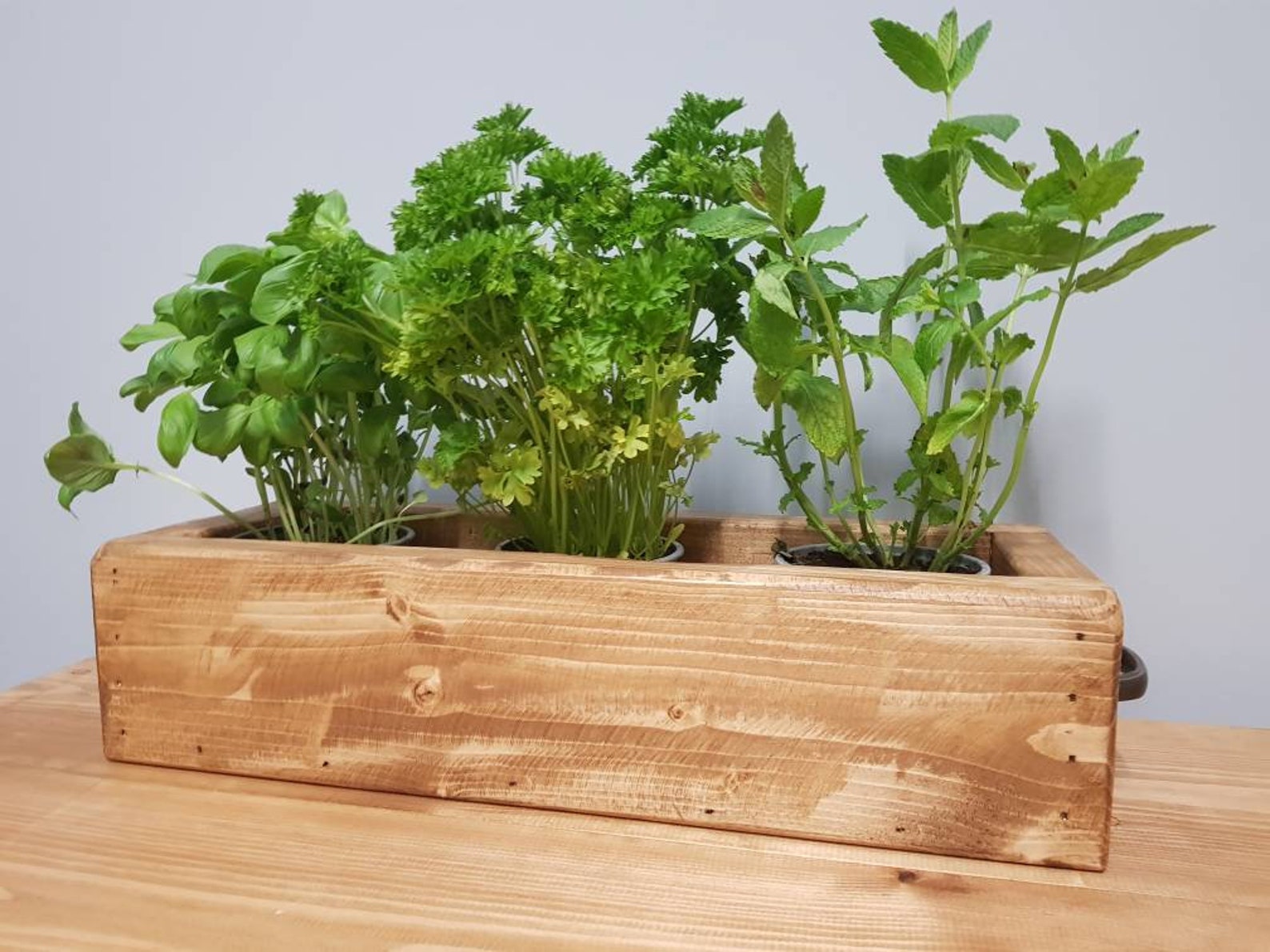 Rustic Wooden Herb Box Window Sill Planter Reclaimed Indoor Etsy