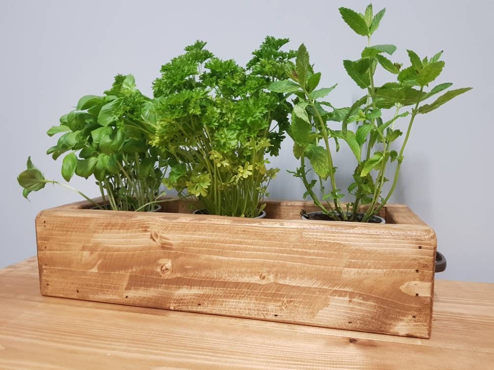 Rustic Wooden Herb Box Window Sill Planter Reclaimed Indoor Etsy UK