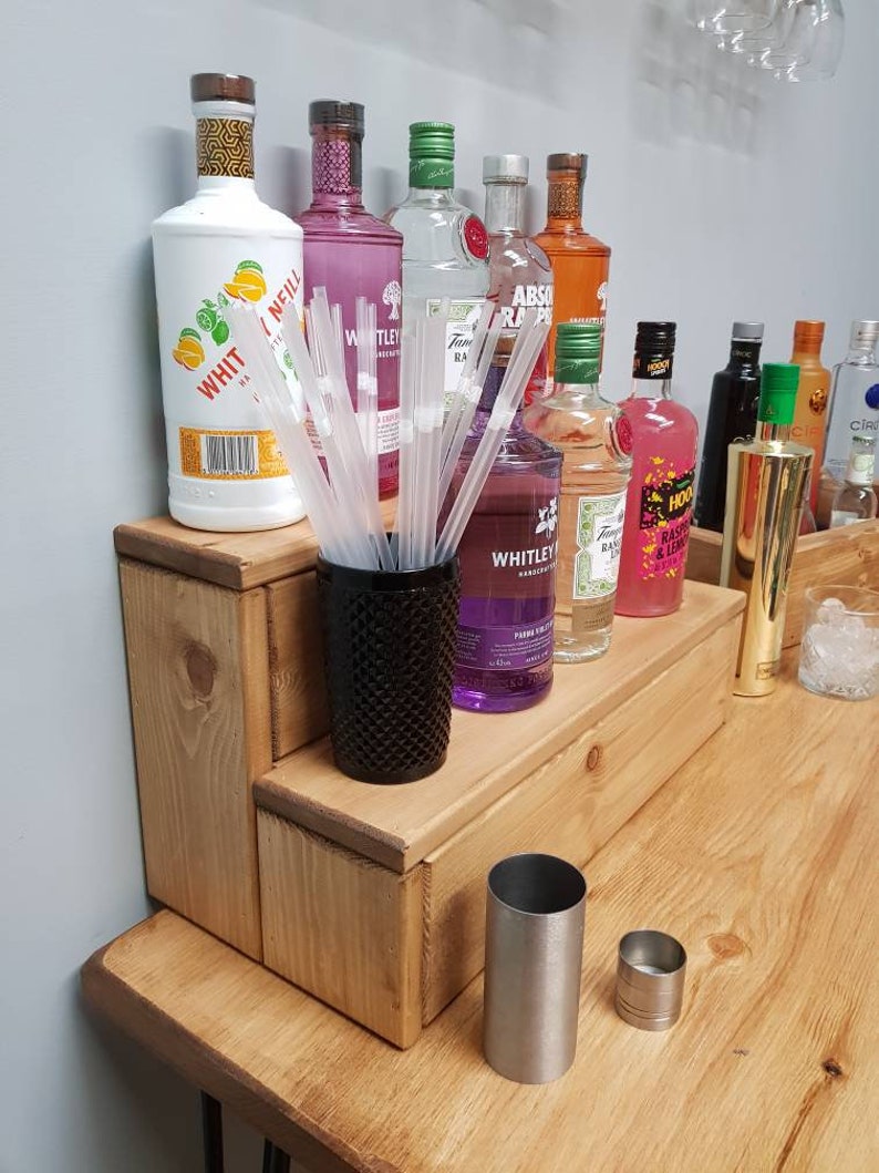 Reclaimed Spirit Liquor shelf Wood Bottle Shelf Tiered Etsy