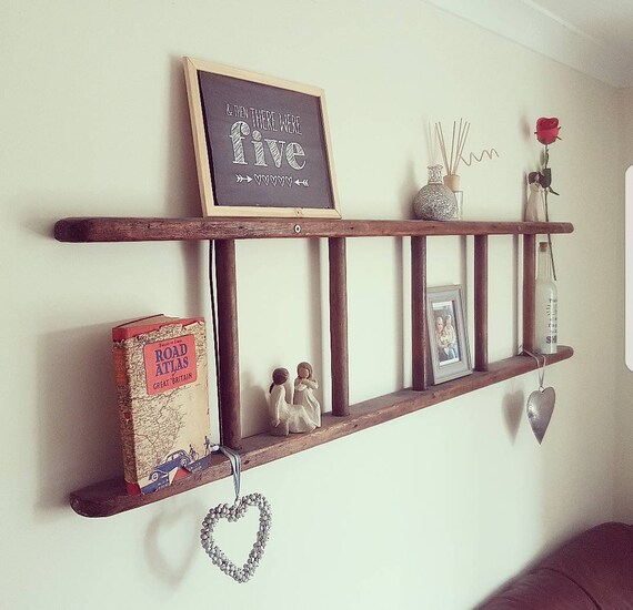 Decorative Rustic Reclaimed Wooden Ladder Display Ladder Etsy