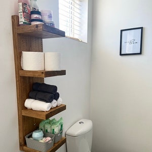 Bathroom Shelving Unit | Rustic Bathroom Wooden Shelving Tower ...