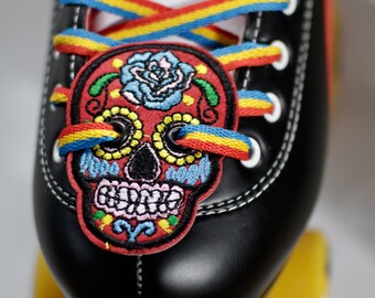 Sugar skull accessories for roller skates / high top shoes, Skate Accessories, Lace Accessory, multiple clours available.