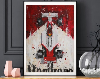 Ayrton Senna McLaren MP4-4 F1 - Limited Edition Print. Ayrton Senna F1 poster, Ayrton Senna F1 print, Ayrton Senna F1 wall art, F1 decor