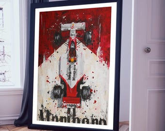 Ayrton Senna McLaren MP4-4 F1 - Limited Edition Print. Ayrton Senna F1 poster, Ayrton Senna F1 print, Ayrton Senna F1 wall art, F1 decor