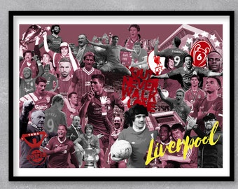 Liverpool FC History - Limited Edition Print.  Liverpool FC print, Football Wall Art, Liverpool FC Wall Art, Steven Gerrard poster, lfc gift